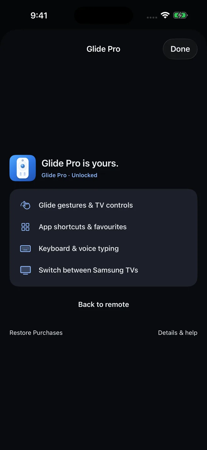 Glide Pro unlocked screen